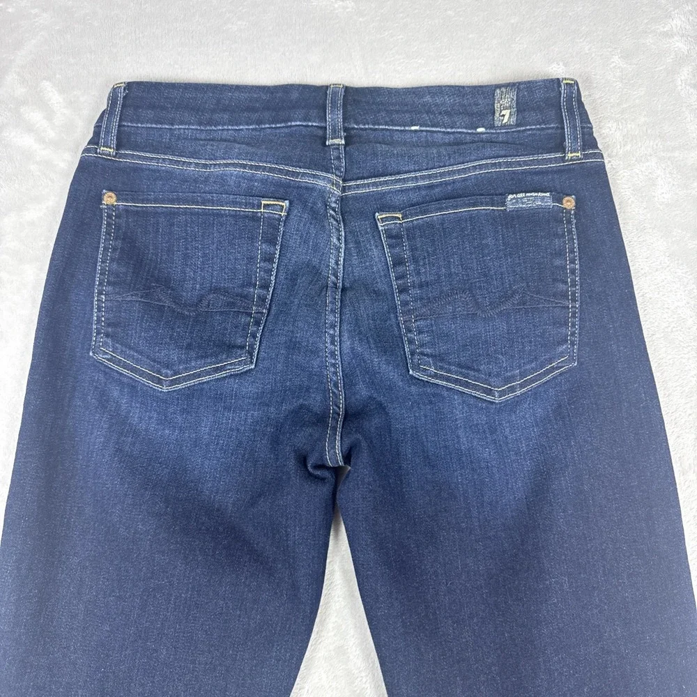 7 For All Mankind Jeans Womens 28X32 Blue Karah Straight Leg Stretch Denim Dark - Picture 3 of 9